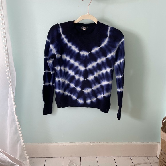 J. Crew Navy tie-dye cashmere crewneck sweater - Picture 6 of 9